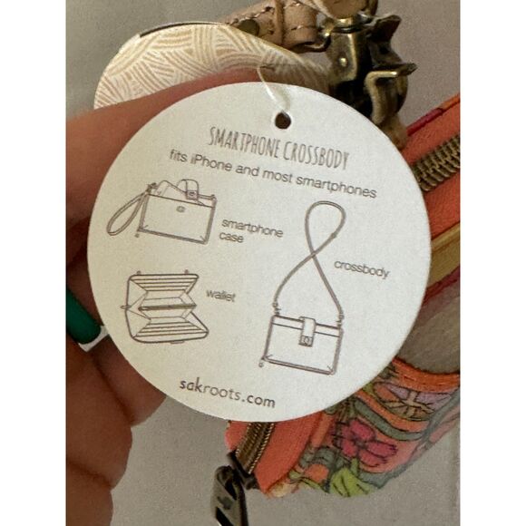 Sakroots Smartphone Crossbody Purse Flower Power Apricot NEW NWT Artists Circle - Picture 5 of 5